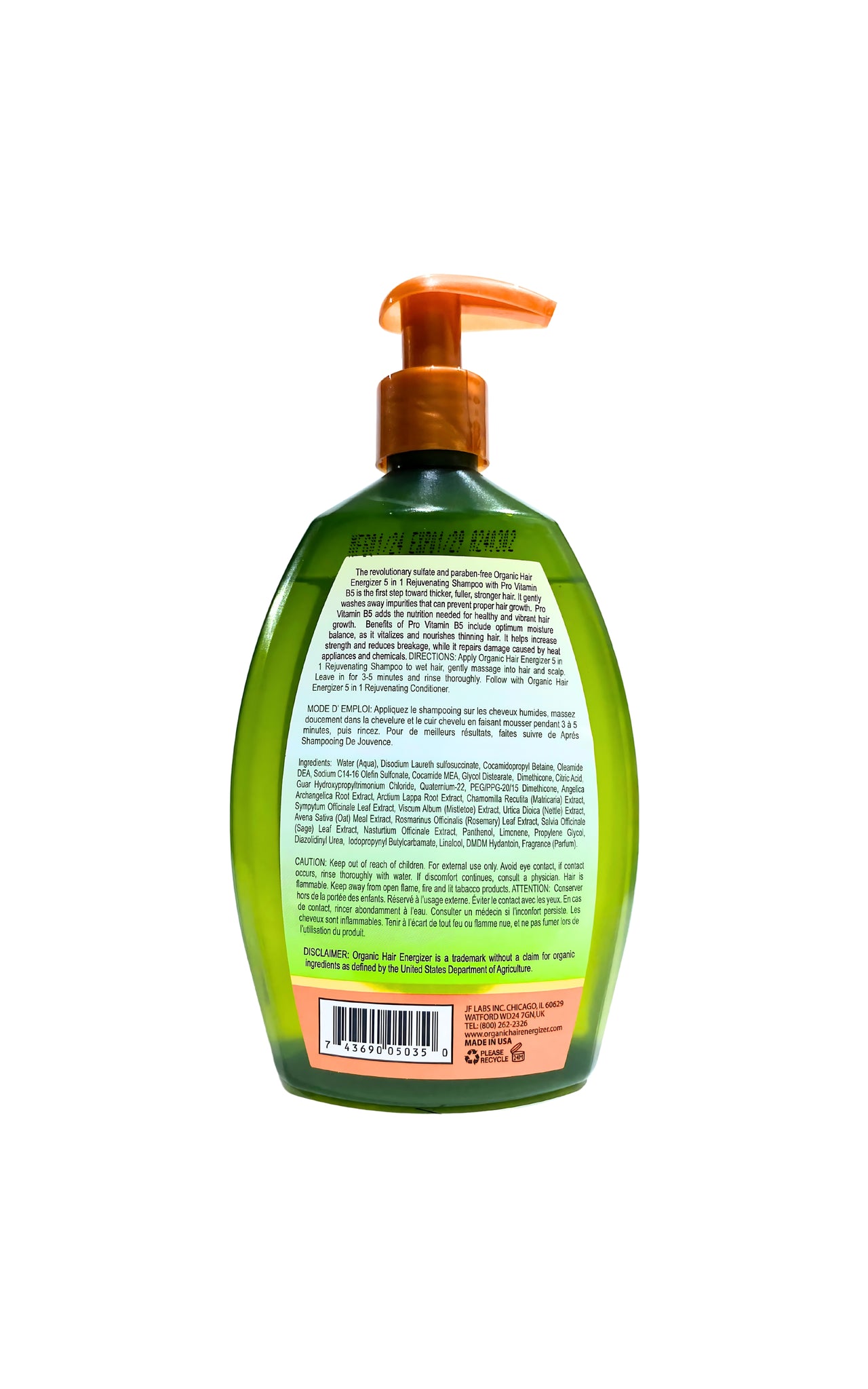 Organic Hair Energizer Shampoo 5 in 1 Rejuvenating 385ml